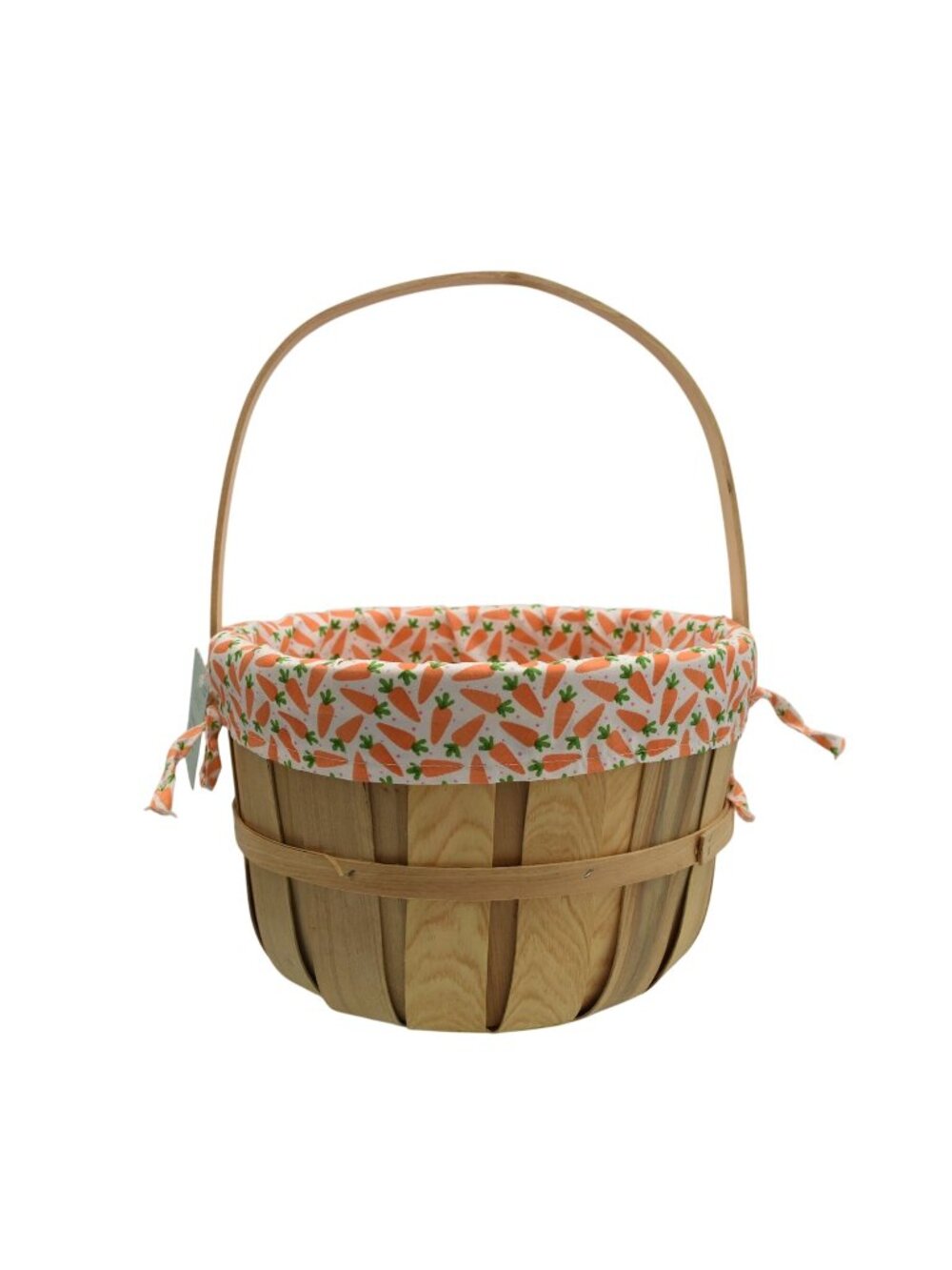 Ashland Wooden Basket Removable Carrot Fabric Liner Easter Egg Hunt Spring 11"